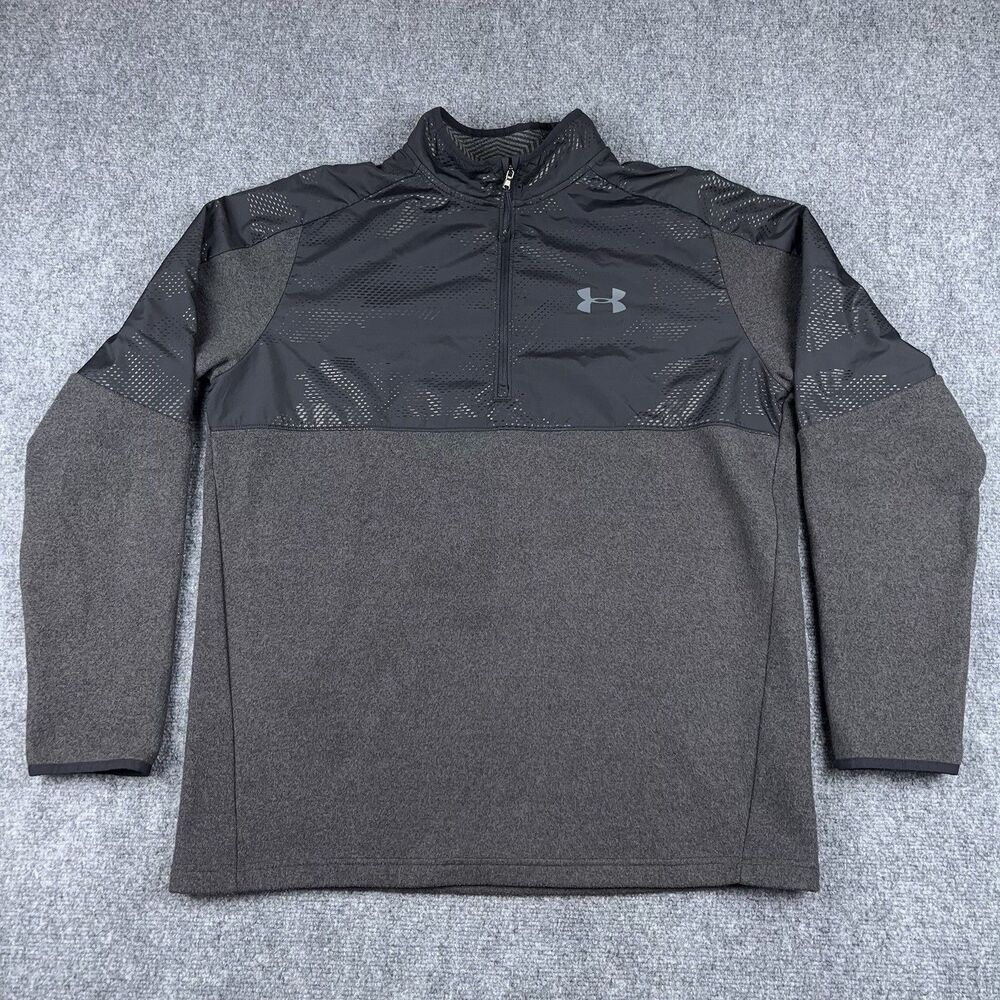 Under Armour CGI 1/2 Zip Pullover Sweater Black Pitch Gray Men’s Size Large